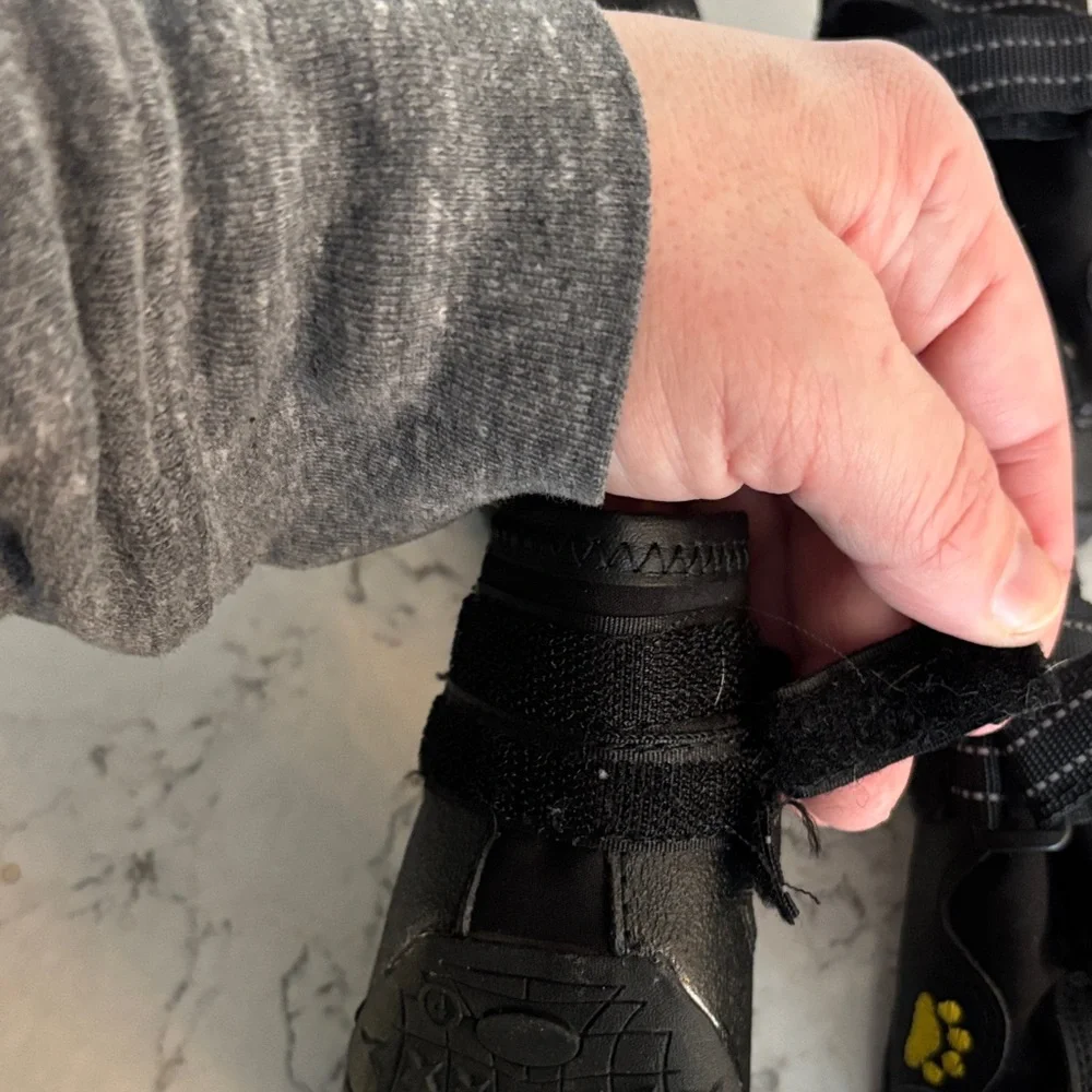 Petaco Black medium dog waterproof Velcro boots Shoes slip on EUC